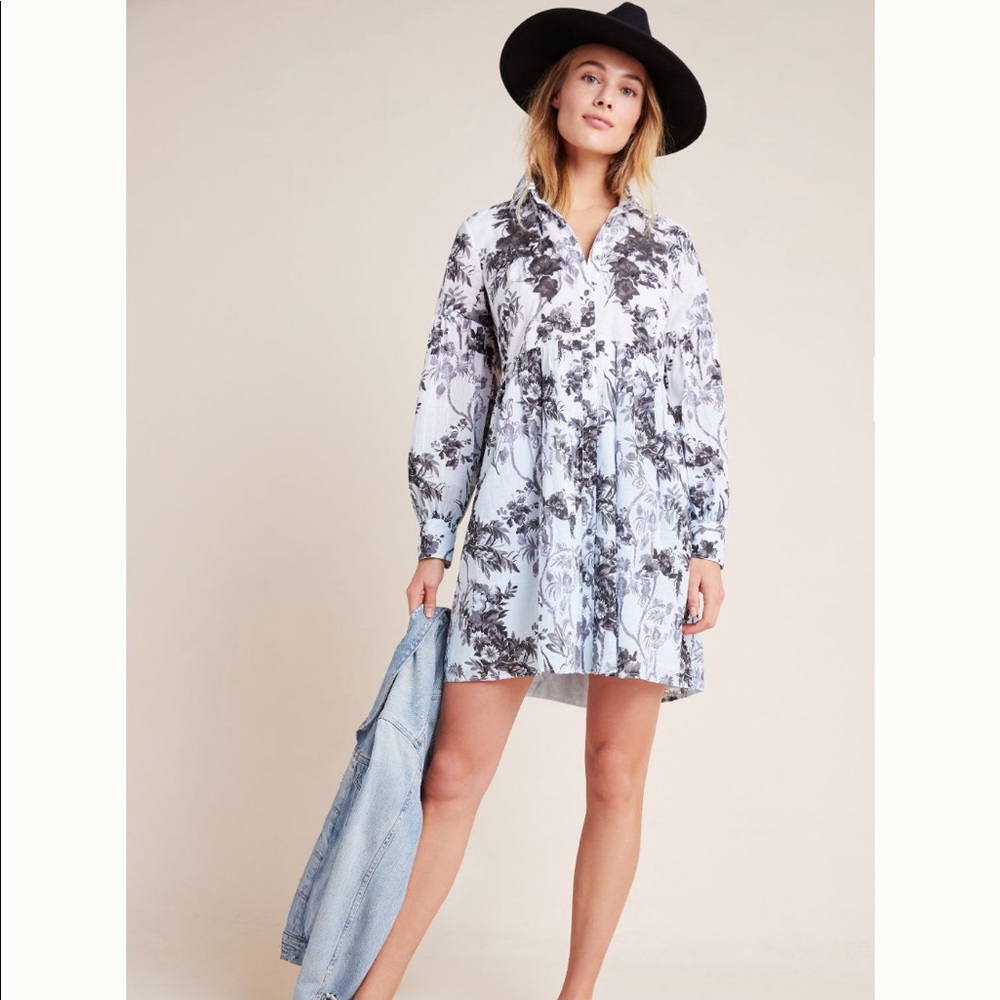 Anthropologie Lavinia Embroidered Shirt Dress